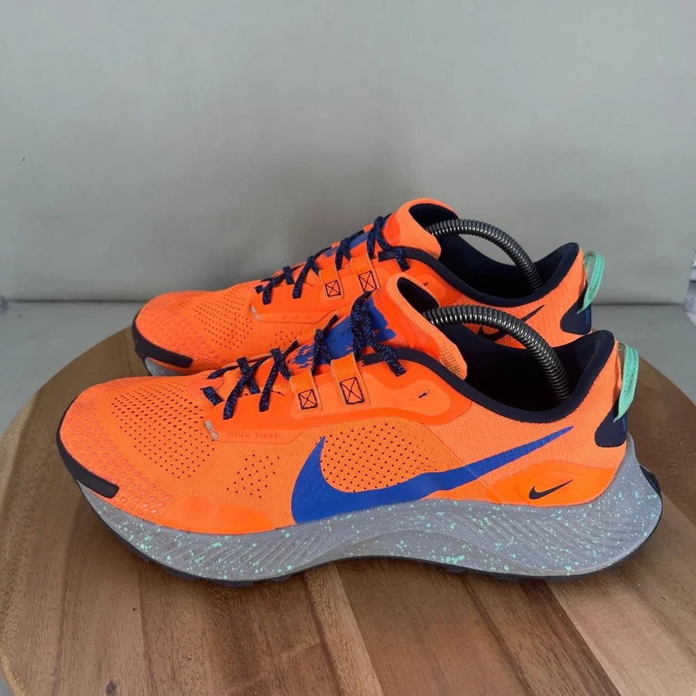 Nike Pegasus Trail 4 Orange Blue Mens Running Shoes DA8697-800 Size 10.5
